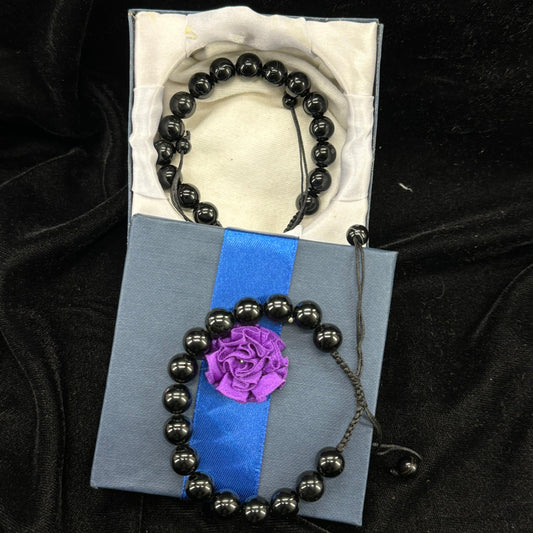 Aqeeq Stone Bracelet – Free Size Fit for All (16 beads 10mm Size ) Black Color
