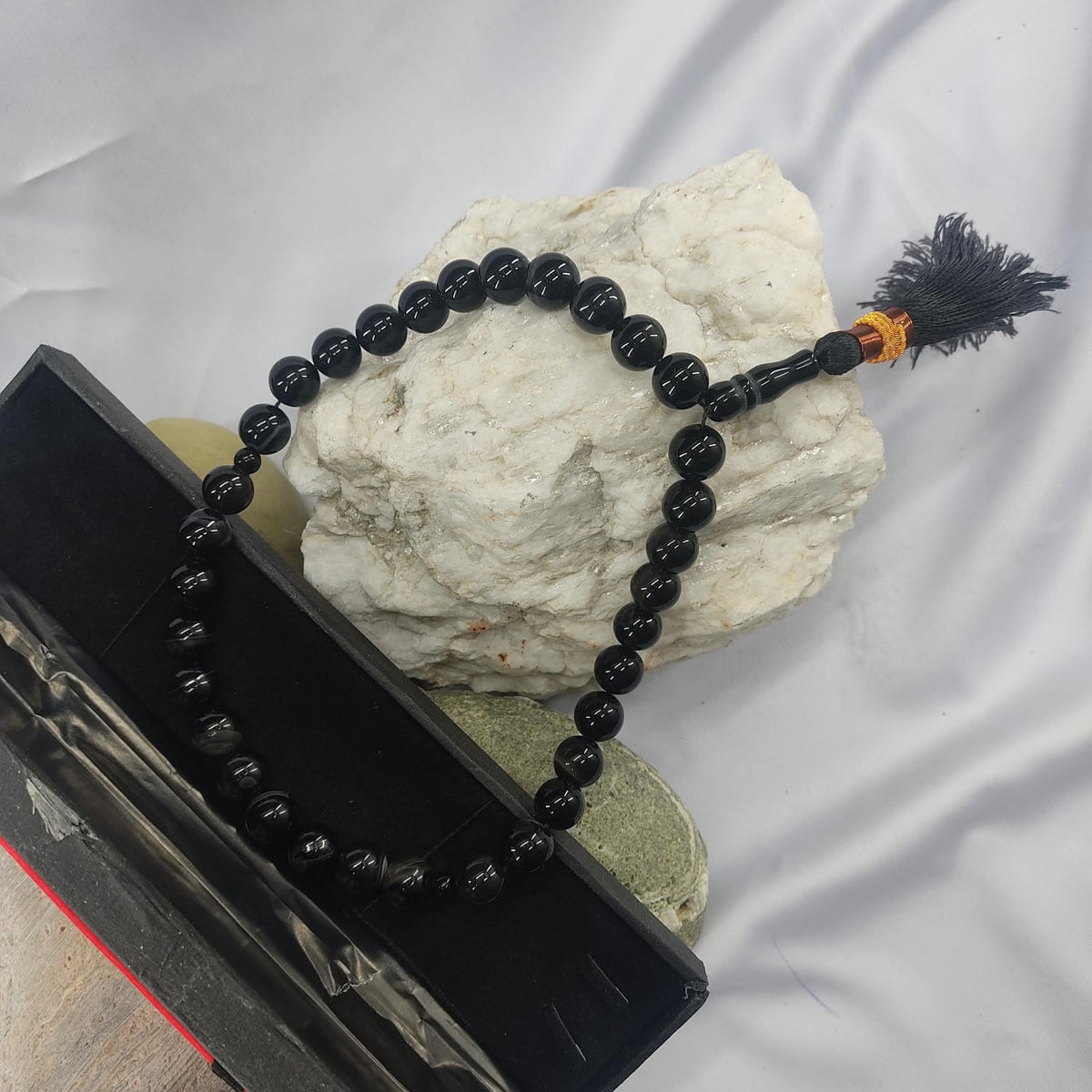 Black Aqeeq Tasbih 12mm/33 Beads