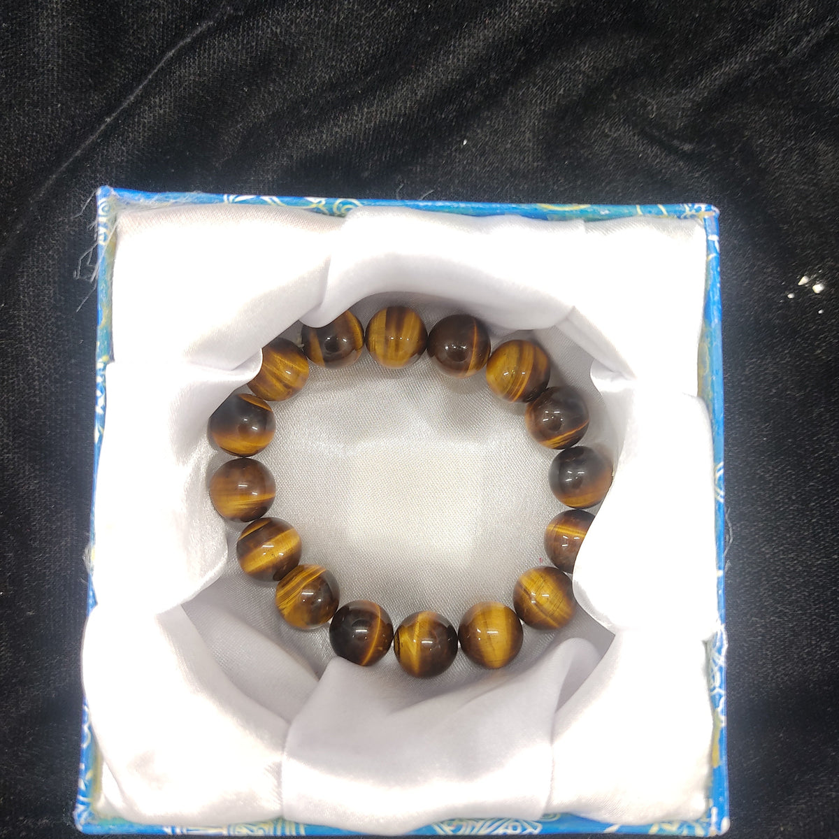 Tiger Eye Stone Bracelet , Unisex, Free Size Fit for All( 16 Beads ,12mm size) Elastic