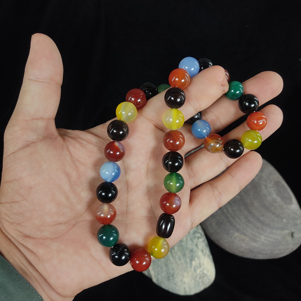 Multi Color Aqeeq Tasbeeh Bracelet 12mm / 33 beads
