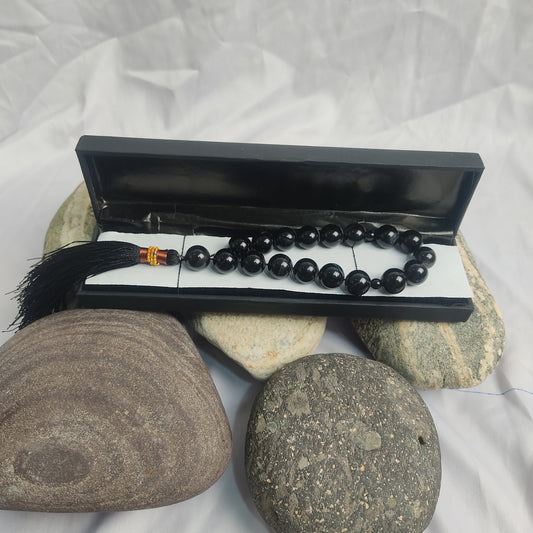 Black Aqeeq Tasbih 14 mm/ 17 Beads