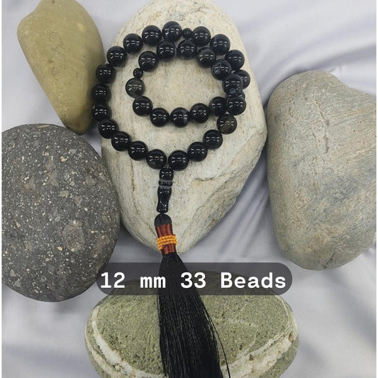 Black Aqeeq Tasbih 12mm/33 Beads