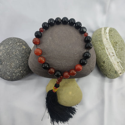 Red & Black  (Sulamaini)  Aqeeq Stone Tasbih 14 mm Size /21 Beads