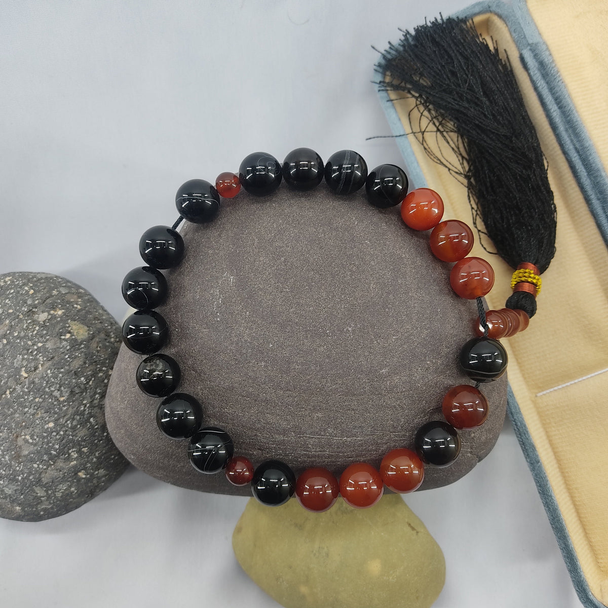 Red & Black  (Sulamaini)  Aqeeq Stone Tasbih 14 mm Size /21 Beads