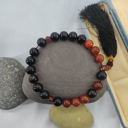 Red & Black  (Sulamaini)  Aqeeq Stone Tasbih 14 mm Size /21 Beads