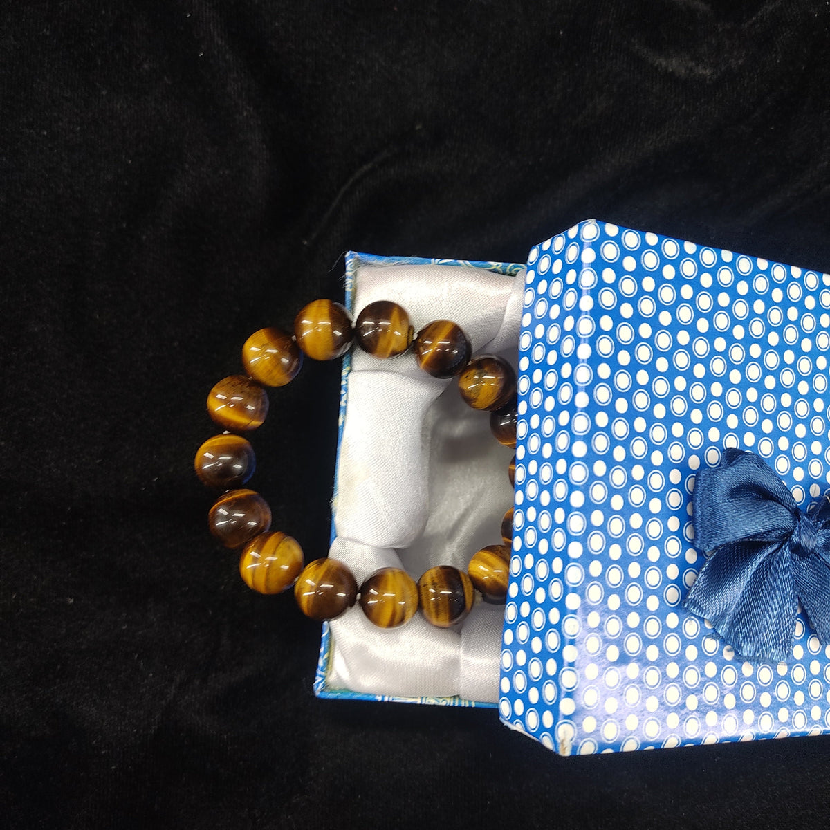 Tiger Eye  Stone Bracelet , Unisex, Free Size Fit for All( 16 Beads ,12mm size) Elastic
