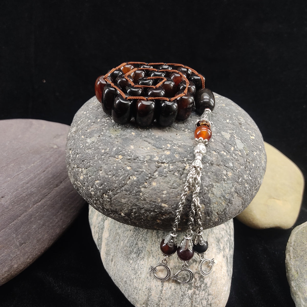 Brown Aqeeq  Stone Tasbeeh Turkish Style  12mm/21 Beads