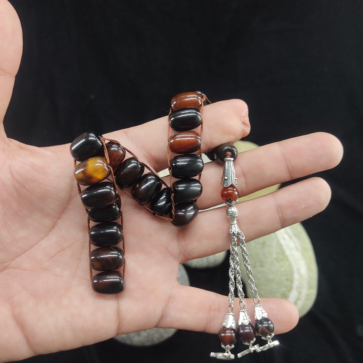 Brown Aqeeq  Stone Tasbeeh Turkish Style  12mm/21 Beads