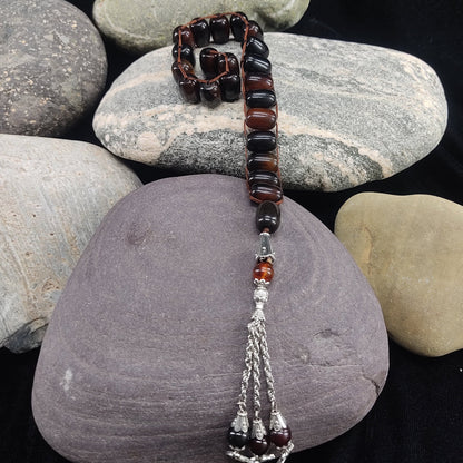 Brown Aqeeq  Stone Tasbeeh Turkish Style  12mm/21 Beads