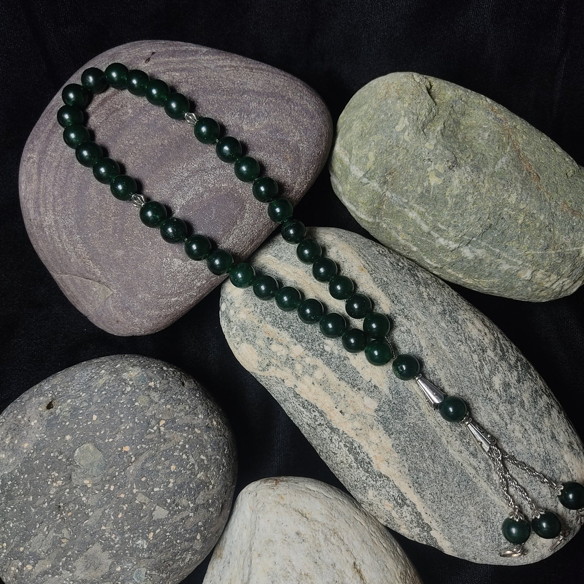 Green Aqeeq Stone  Tasbeeh 10mm 33 beads