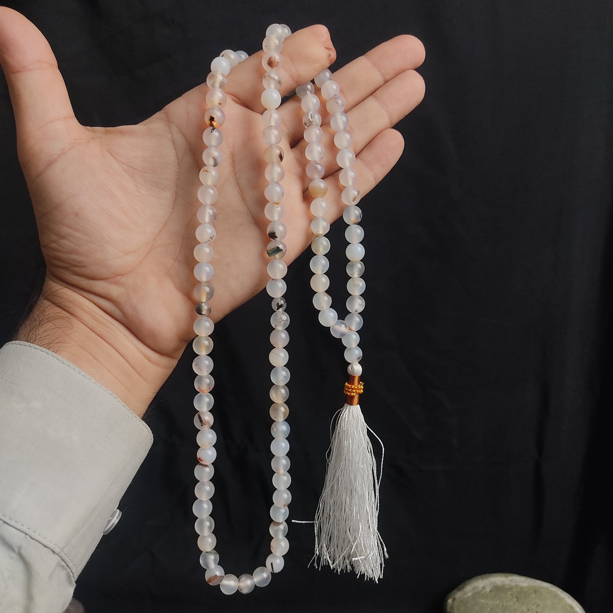 White Aqeeq Stone Tasbeeh 8mm 100 beads