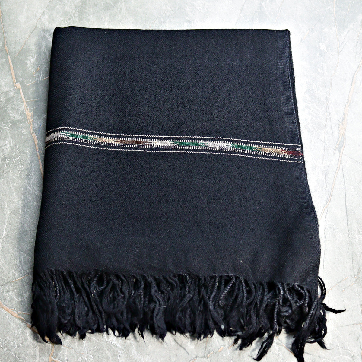 Swati  woolen Black Handmade Shawl
