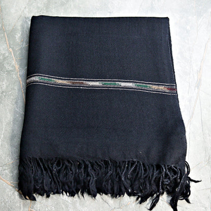Swati  woolen Black Handmade Shawl