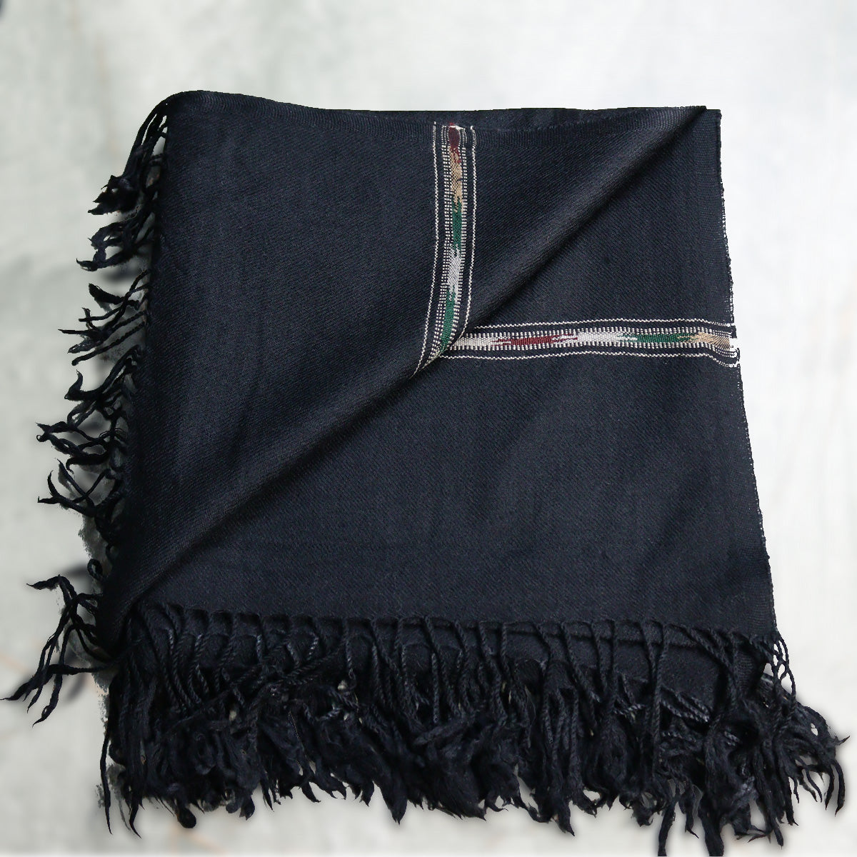 Swati  woolen Black Handmade Shawl