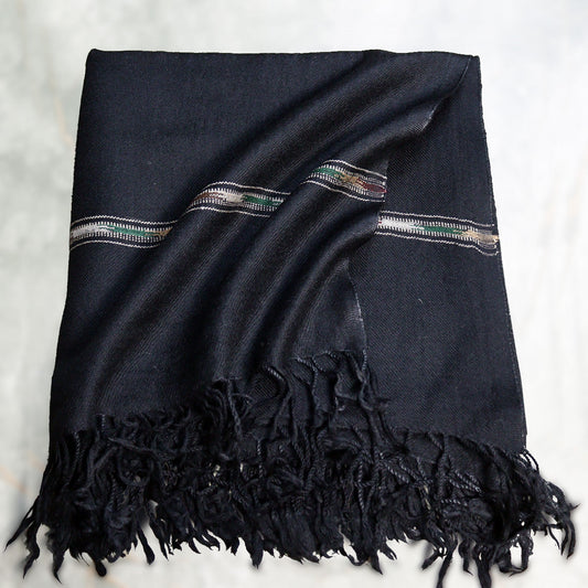 Swati  woolen Black Handmade Shawl