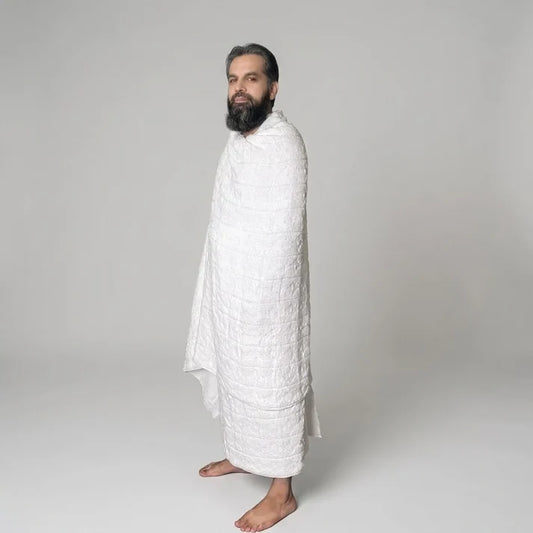 Zero Twist Pure Cotton Ihram (2 Pieces) – Super Soft & Absorbent Double-Sided Towels
