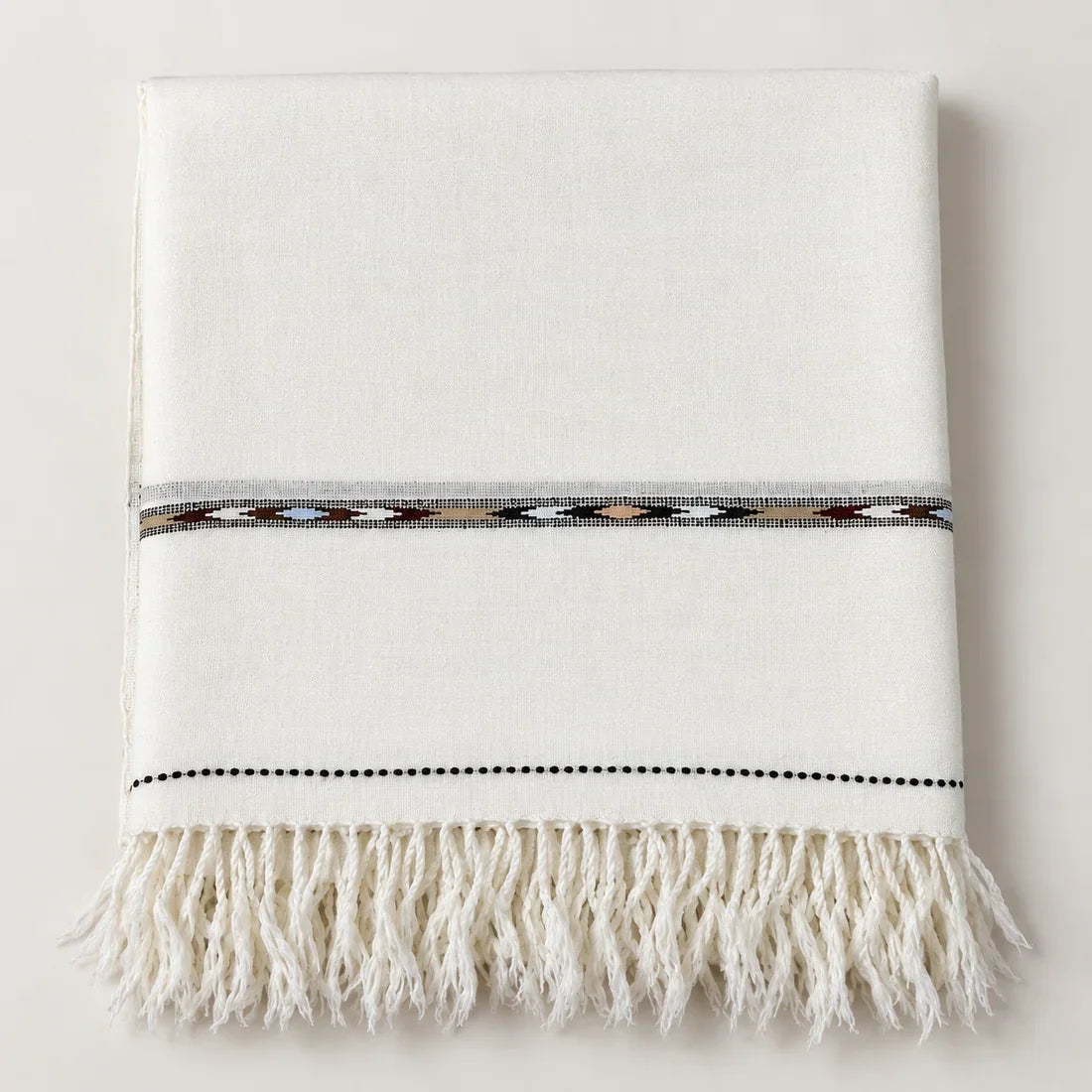 72 Count Premium Class (440 gram) Swati  Shawl Off-White,“A Touch of Tradition — Includes a Complimentary Pakool!”