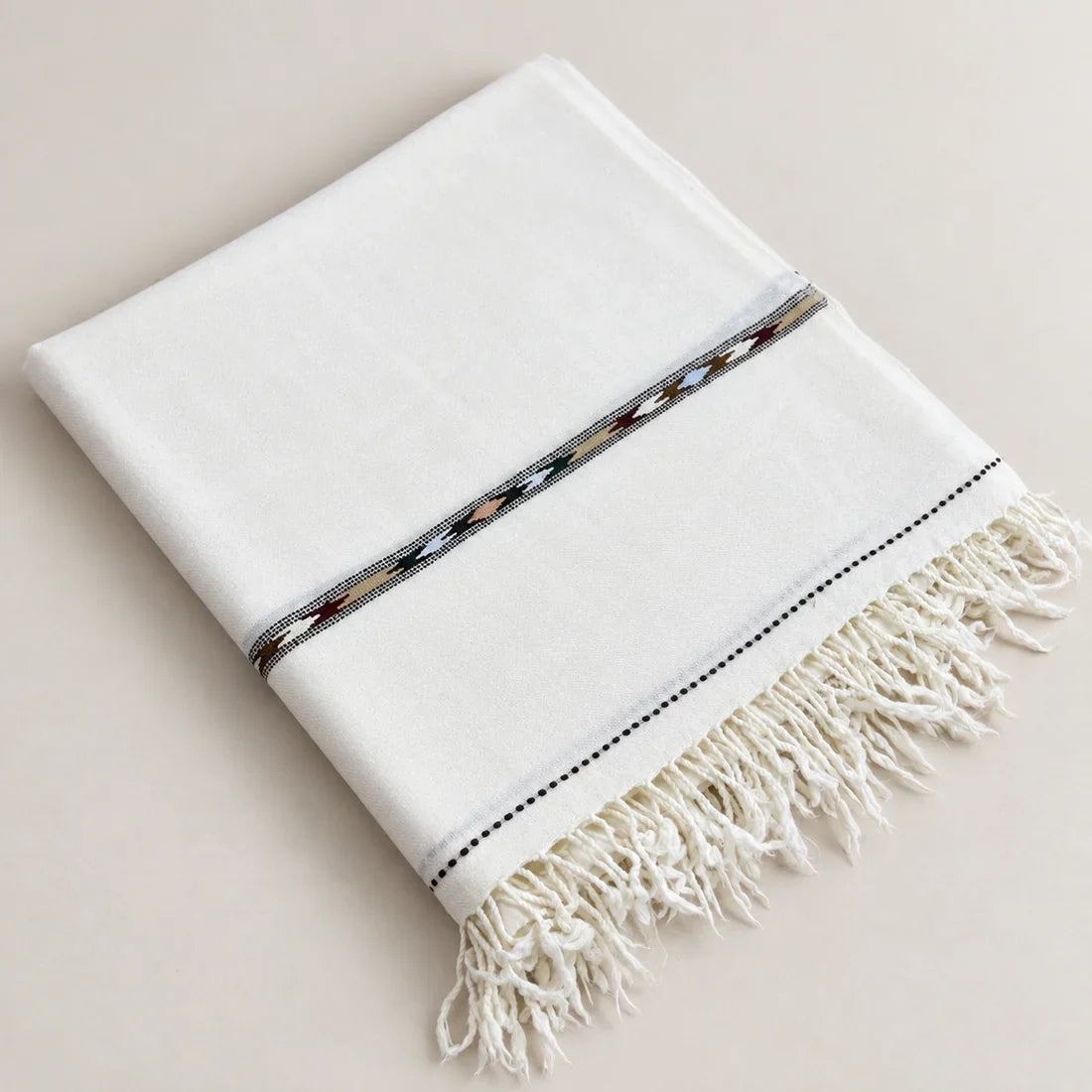 72 Count Premium Class (440 gram) Swati  Shawl Off-White,“A Touch of Tradition — Includes a Complimentary Pakool!”