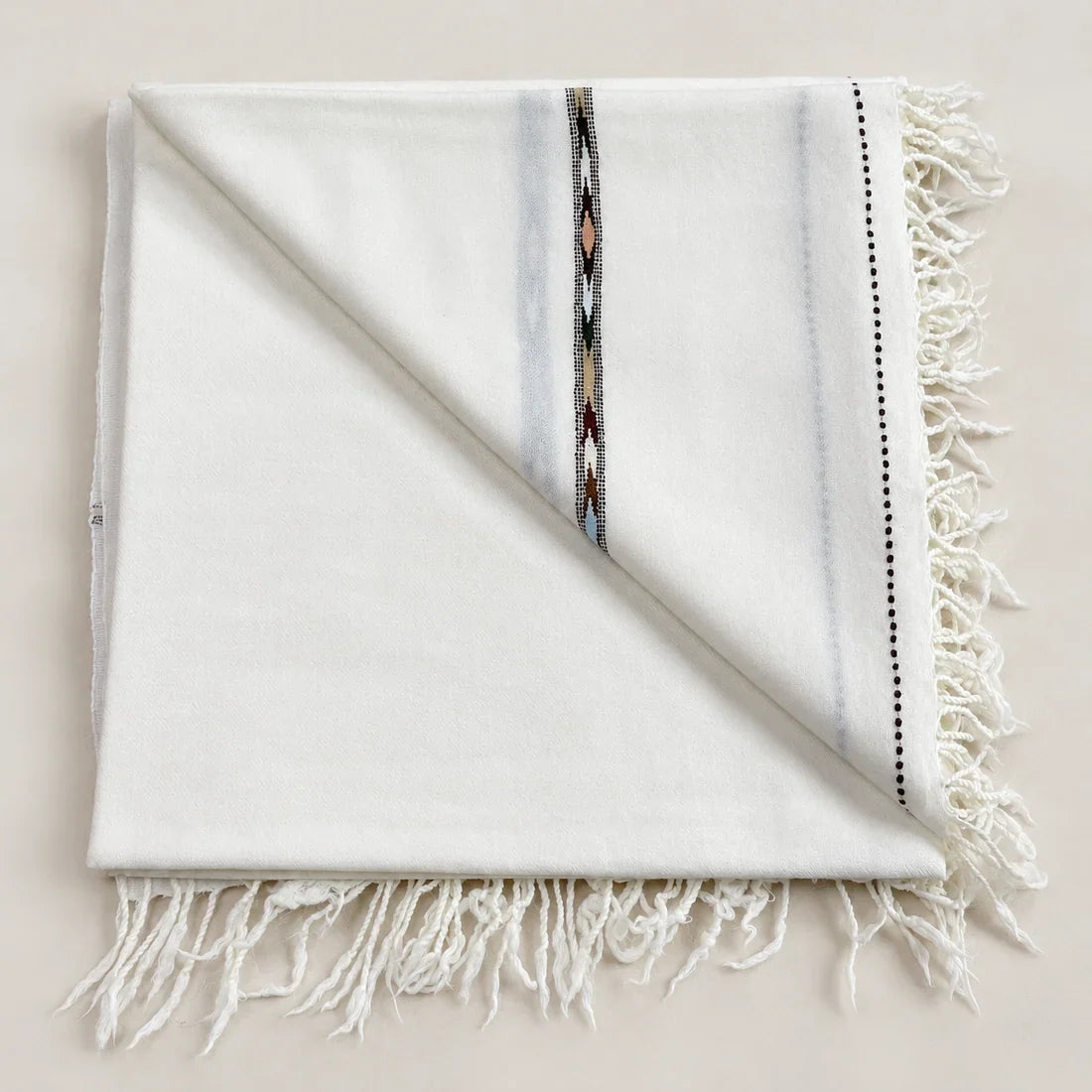 72 Count Premium Class (440 gram) Swati  Shawl Off-White,“A Touch of Tradition — Includes a Complimentary Pakool!”
