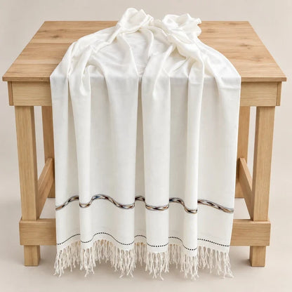 72 Count Premium Class (440 gram) Swati  Shawl Off-White,“A Touch of Tradition — Includes a Complimentary Pakool!”