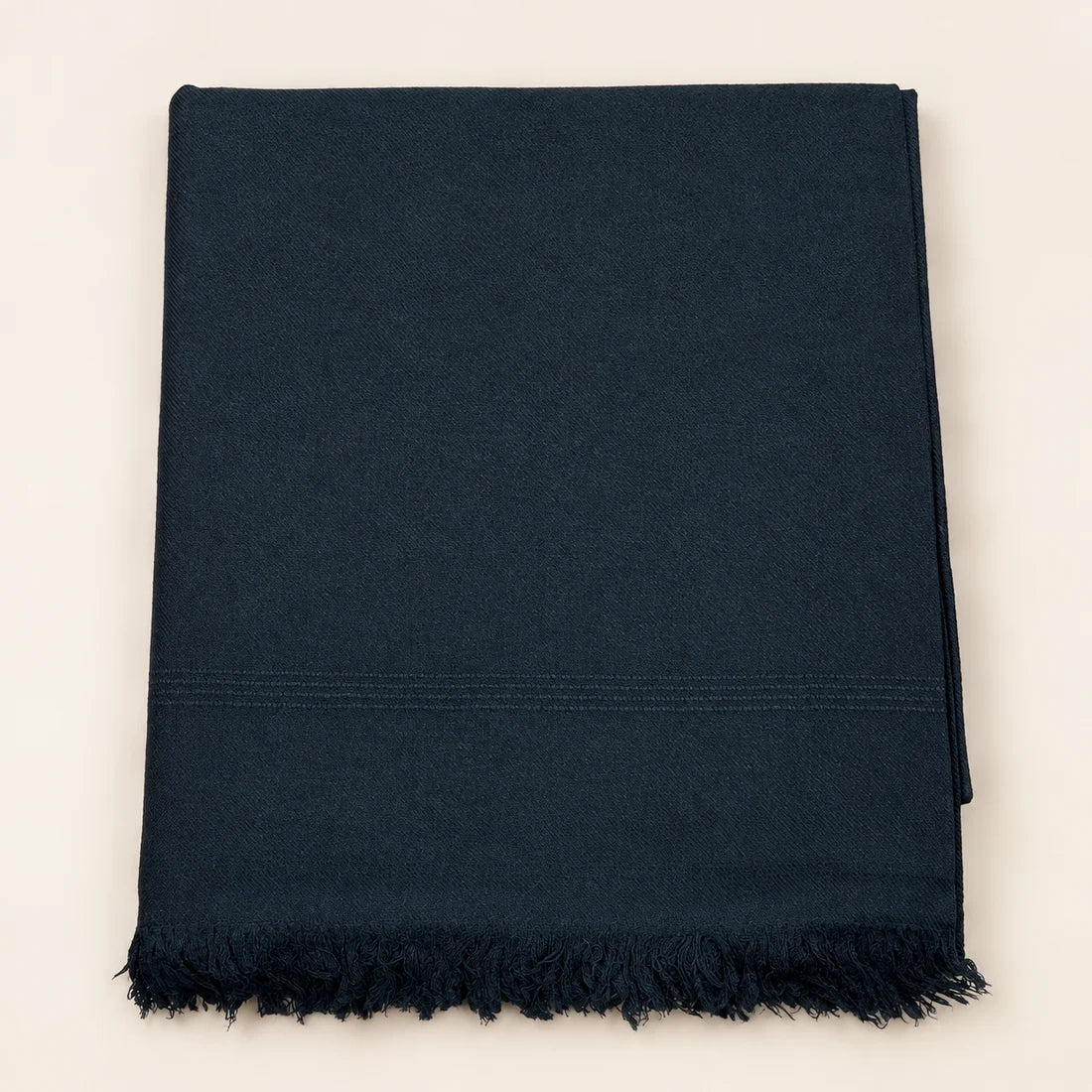 Swati Plain Jet  Black Handmade Wool Shawl