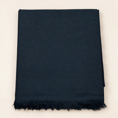 Swati Plain Jet  Black Handmade Wool Shawl