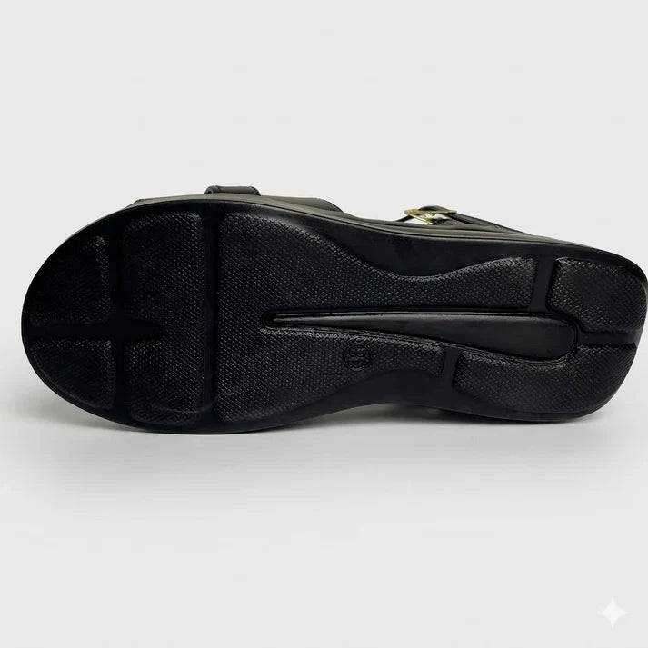 DIVA Exclusive, Ladies Hand made , Soft , Lightweight & Flat, Leather Sandals, Black Color