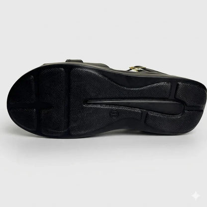 DIVA Exclusive, Ladies Hand made , Soft , Lightweight & Flat, Leather Sandals, Black Color